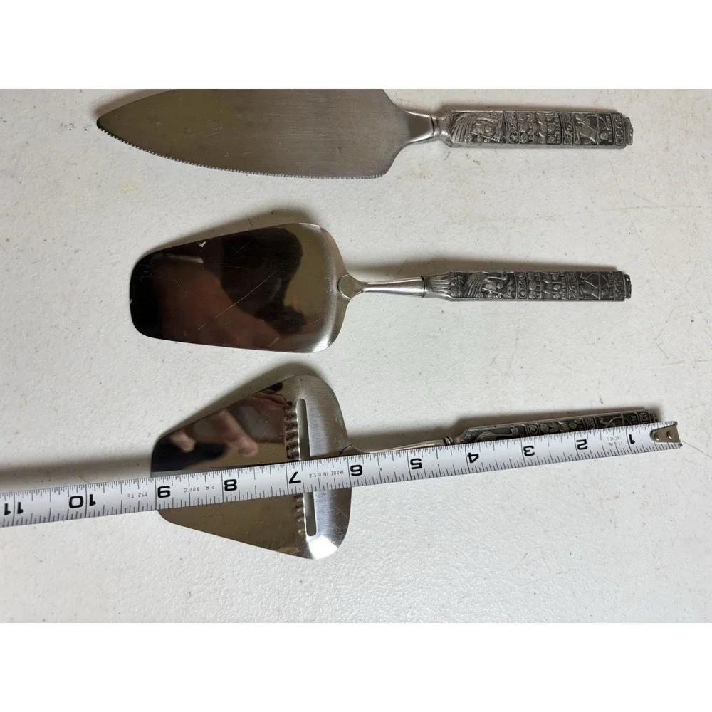 Spar Norway Stainless 18/8 w/ Pewter Handles Cheese Plane Pie & Cake Servers (3)